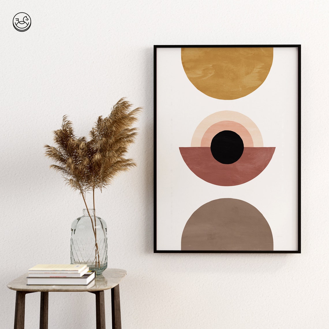 Boho Minimal Circles Abstract Muted Earth Tones Geometric Print - Image 4
