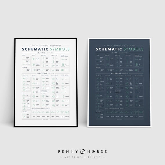 Common Schematic Symbols Print Electrical Electronics Poster Engineer Gift Ideas Engineer Reference Chart Components Diagram
