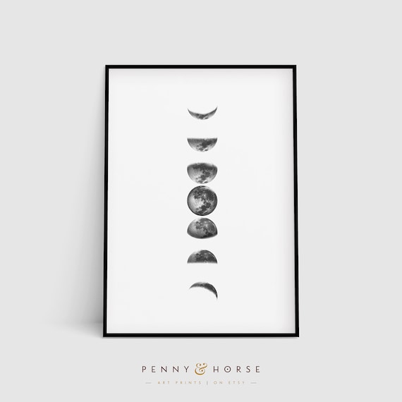 Phases Of The Moon Art Print, Lunar Phases
