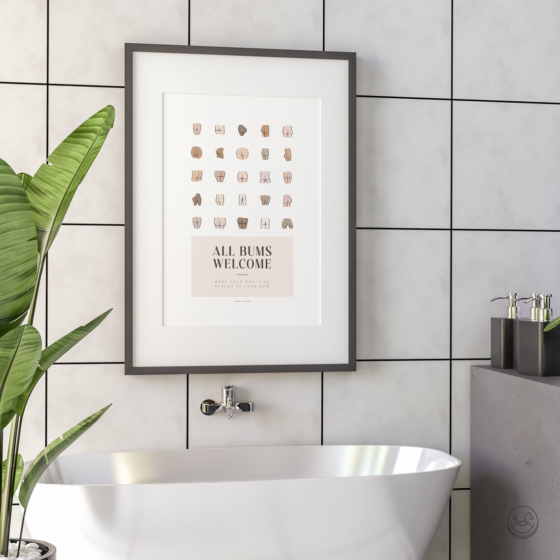 All Bums Welcome Funny Bathroom Poster Cute Butt Collage Art Decor - Image 4