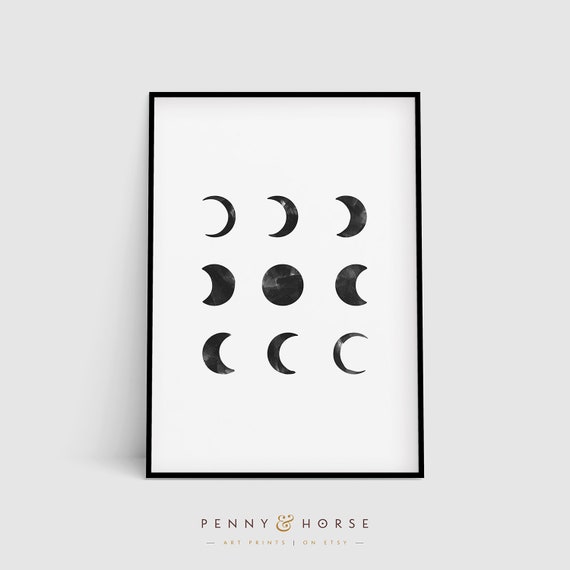 Moon Phases Wall Art Moon Phases Print Moon Poster Moon Phase Wall Art Moon Phase Minimalist Abstract Design Home Decor