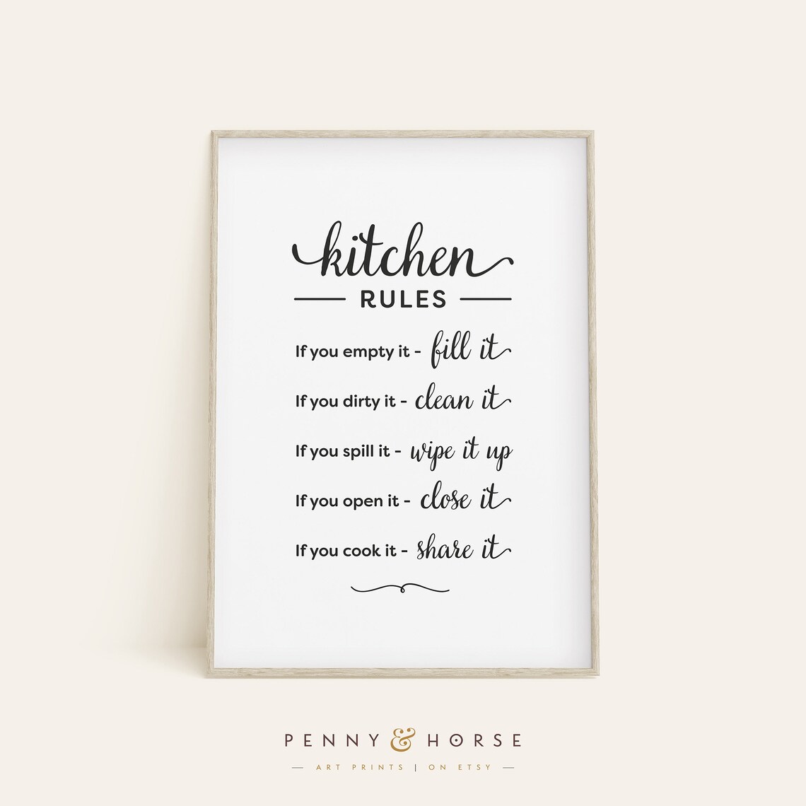Kitchen Rules Sign Kitchen Wall Decor Art Print - Image 3
