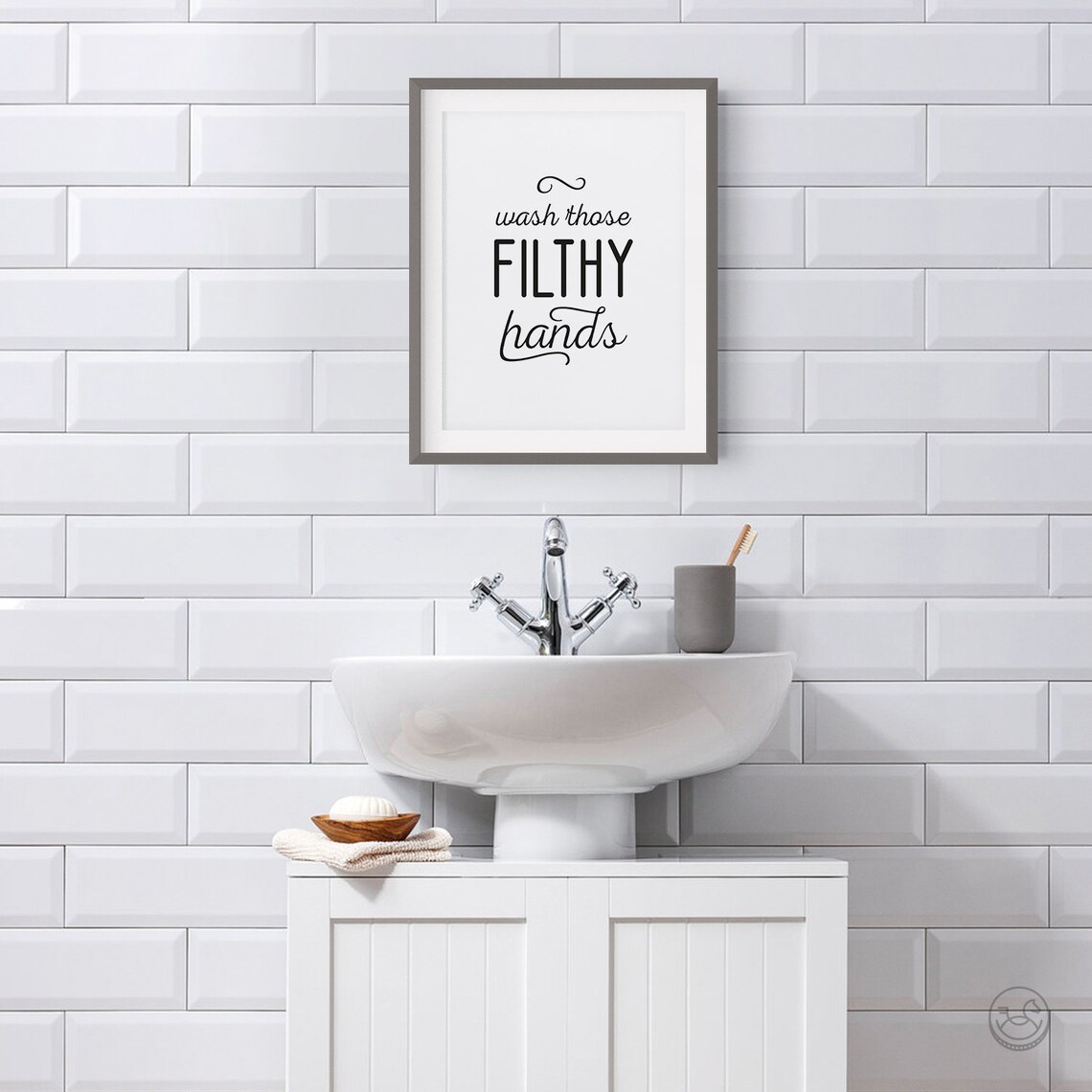 Wash Your Hands Funny Bathroom Poster, Filthy Hands - Image 2