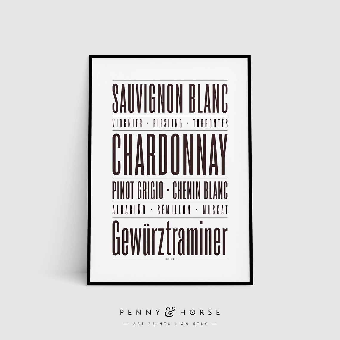 White Wine Type Typography Art Print, Kitchen Decor