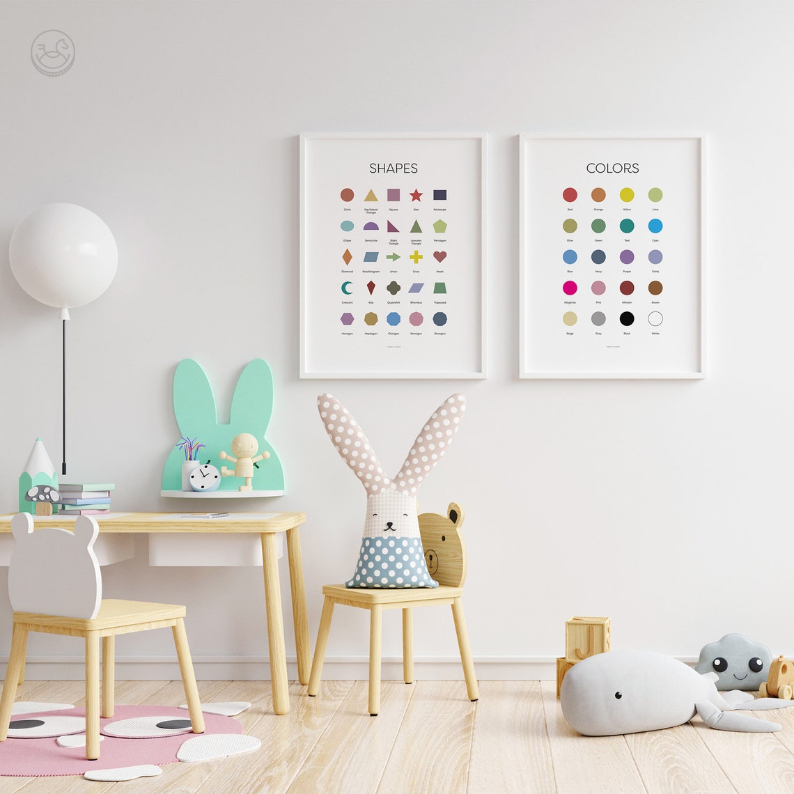 Shapes and Colors Educational Chart Set for Kids Rooms Wall Art - Image 2