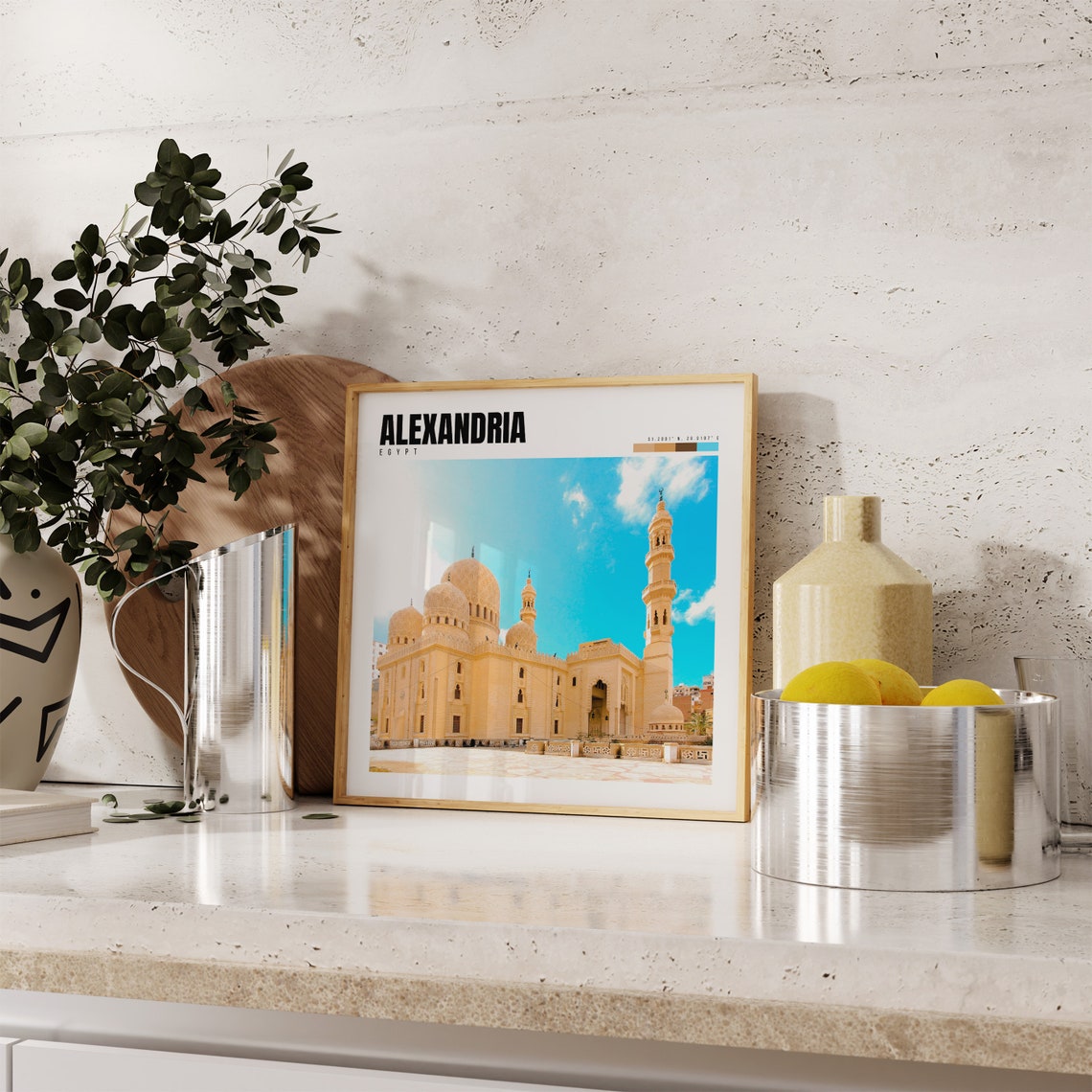 Alexandria Egypt Abu Abbas Mosque Domes Minarets Blue Sky Poster - Image 4