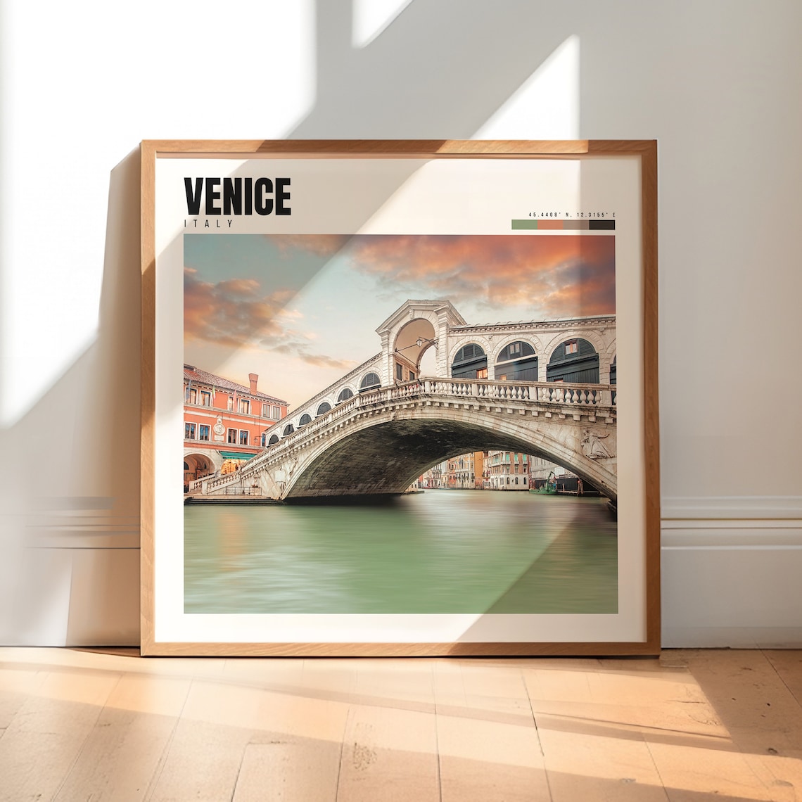 Venice Italy Rialto Bridge Grand Canal Sunset Glow Travel Poster
