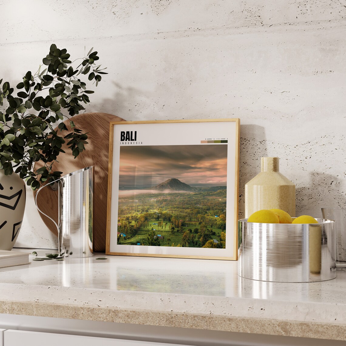 Bali Indonesia Mount Batur Volcano Sunrise Misty Valley Travel Poster - Image 4
