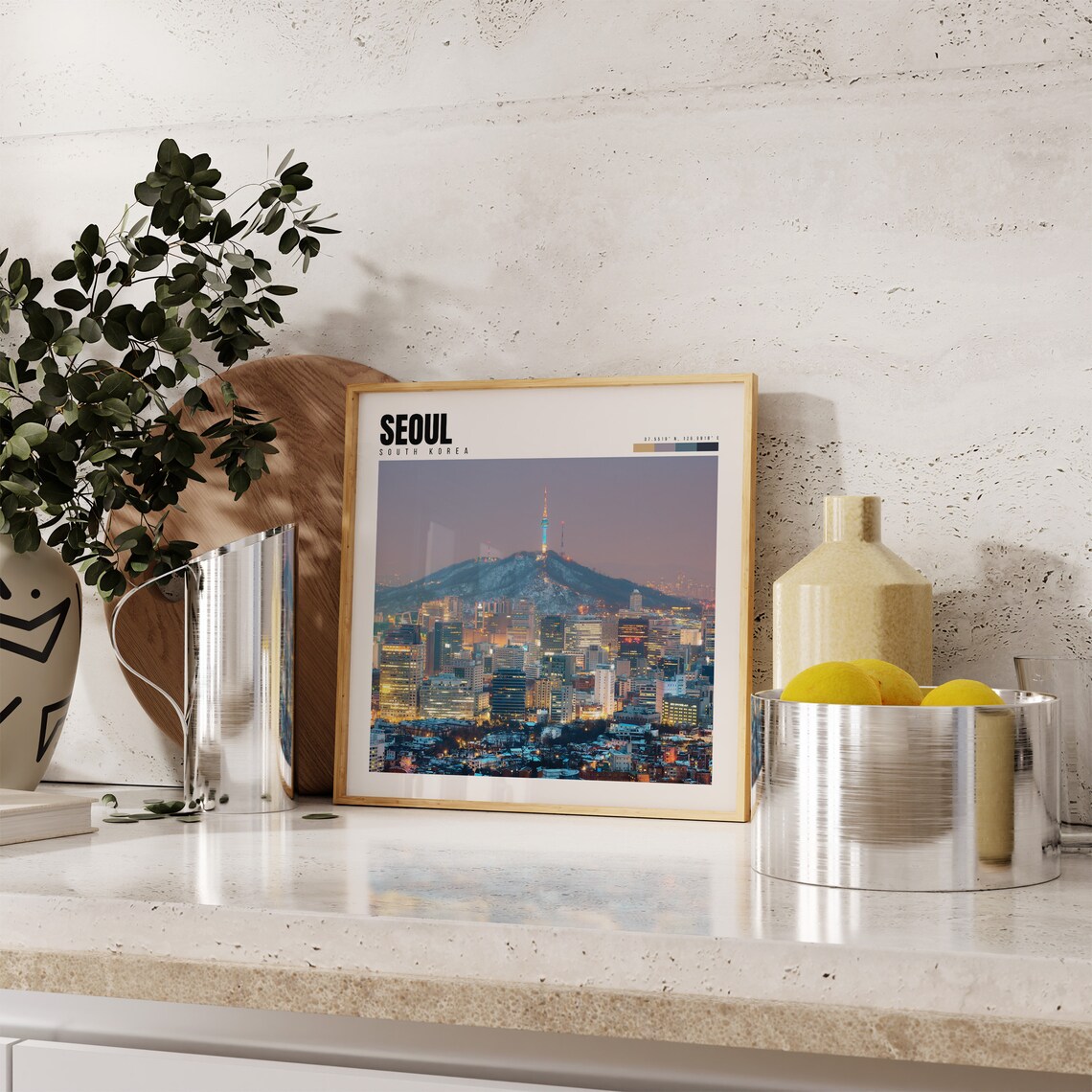 Seoul South Korea Night Skyline with the N Seoul Tower Poster - Image 4