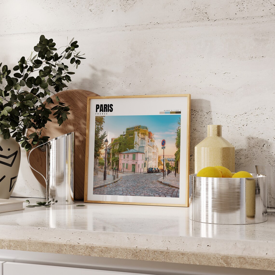 Paris France Montmartre Cobblestone Street Ivy Houses Charm Poster - Image 4