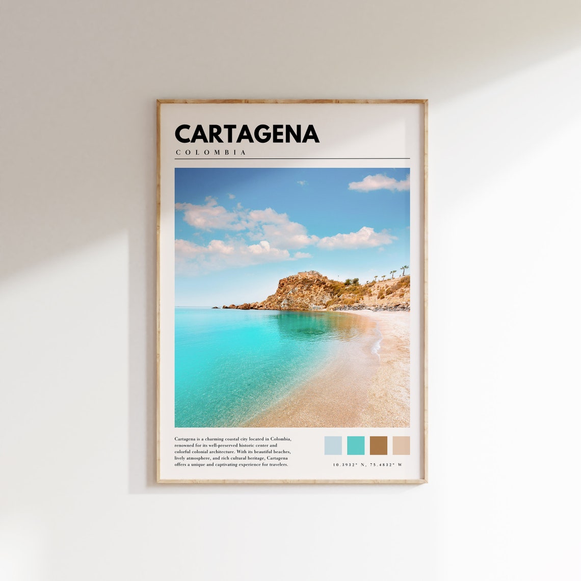 Cartagena Colombia Beach Turquoise Water Cliffs Seaside Poster