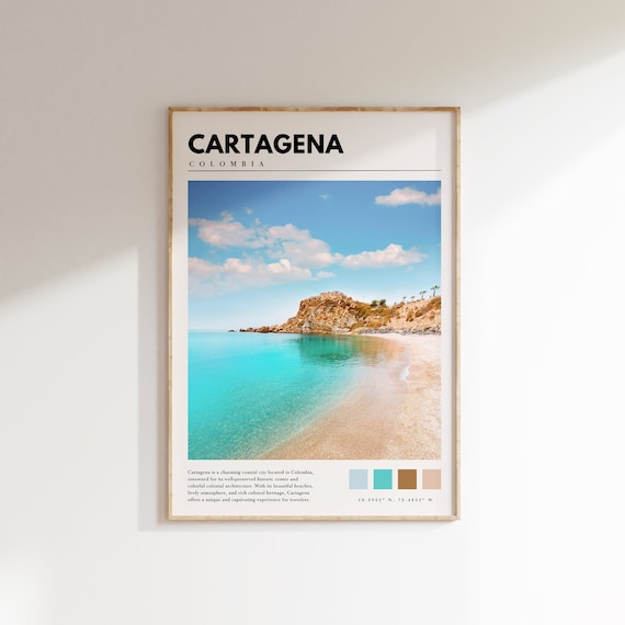 Cartagena Colombia Beach Turquoise Water Cliffs Seaside Poster