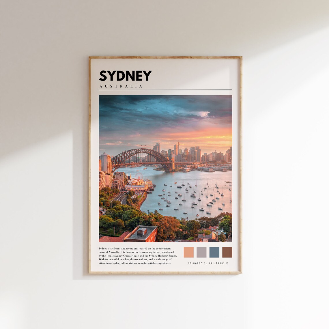 Sydney, Australia Travel Poster, City Wall Art