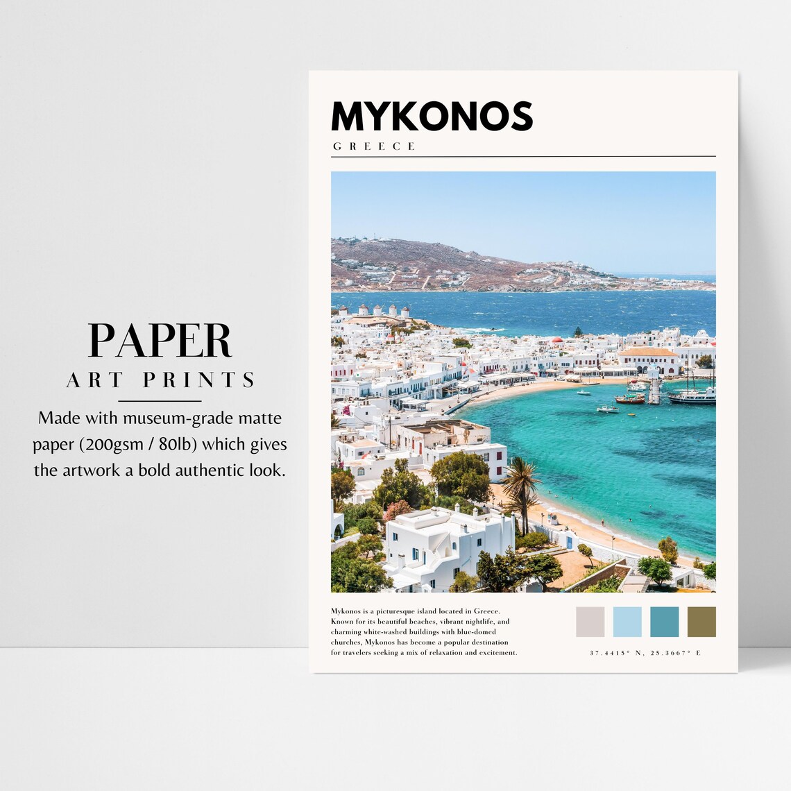 Mykonos Greece Photo Travel Poster, Greek Islands - Image 2