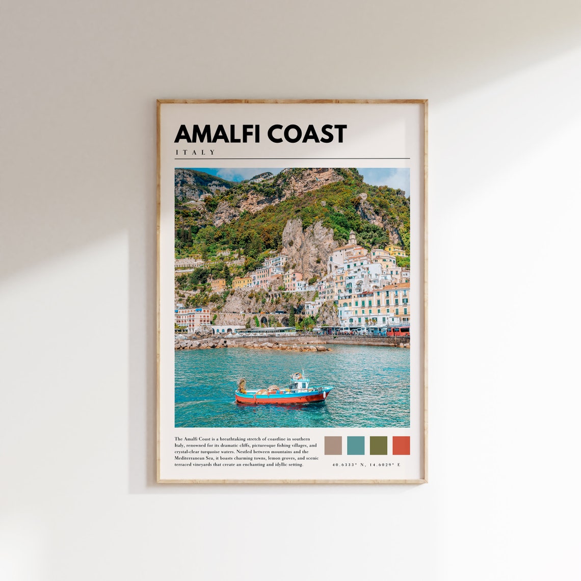 Amalfi Coast Italy Positano Cliffside Village Turquoise Sea Poster