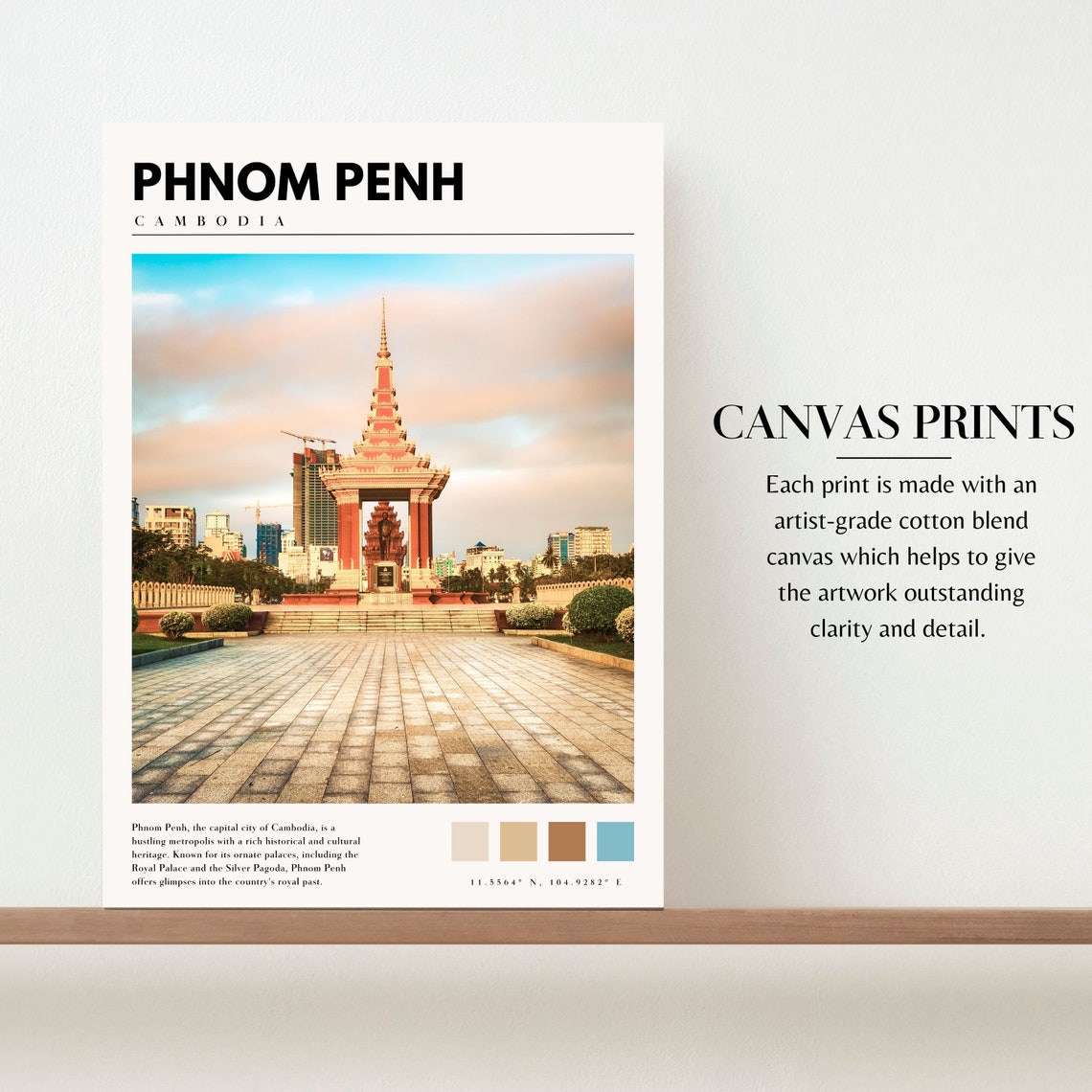 Phnom Penh Cambodia Independence Monument City Landmark Travel Poster - Image 2