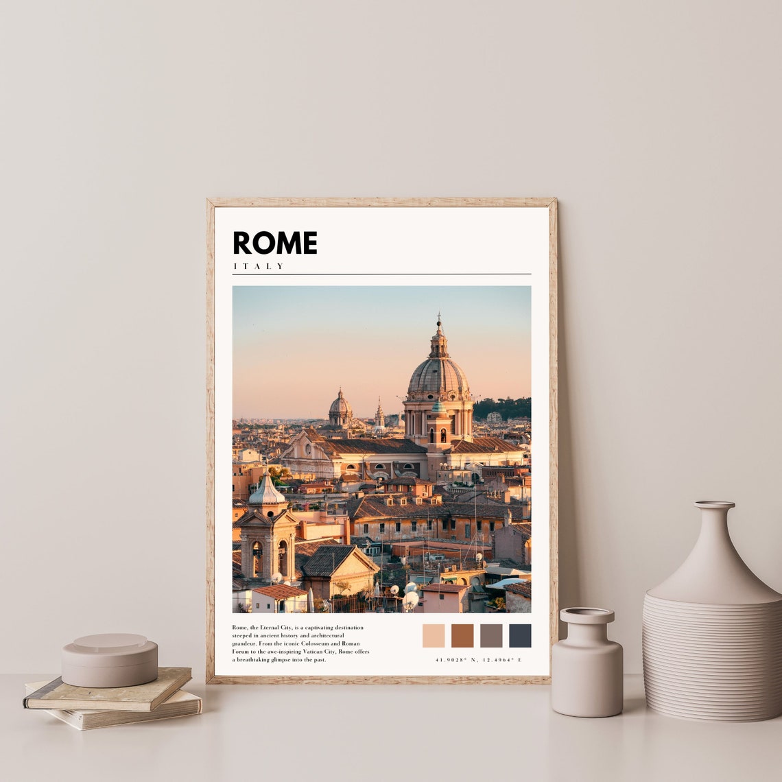 Rome Poster with Rooftop Domes and Church Towers at Golden Hour - Image 4