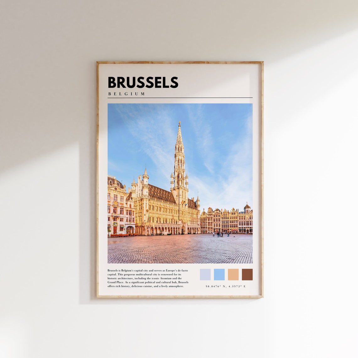 Brussels Belgium Grand Place Town Hall Square Blue Sky Poster