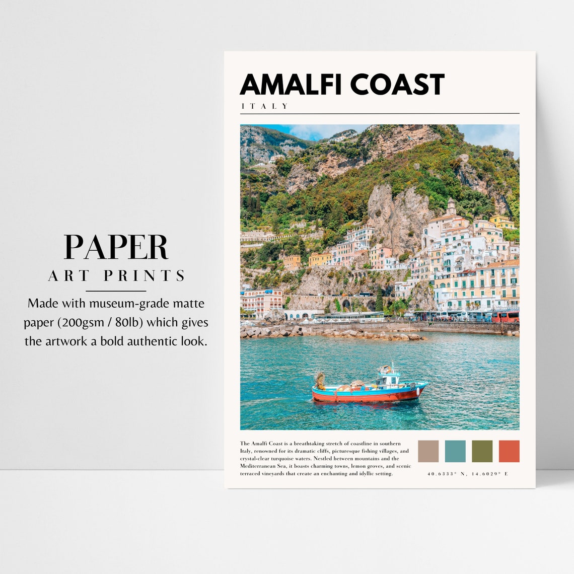 Amalfi Coast Italy Positano Cliffside Village Turquoise Sea Poster - Image 3