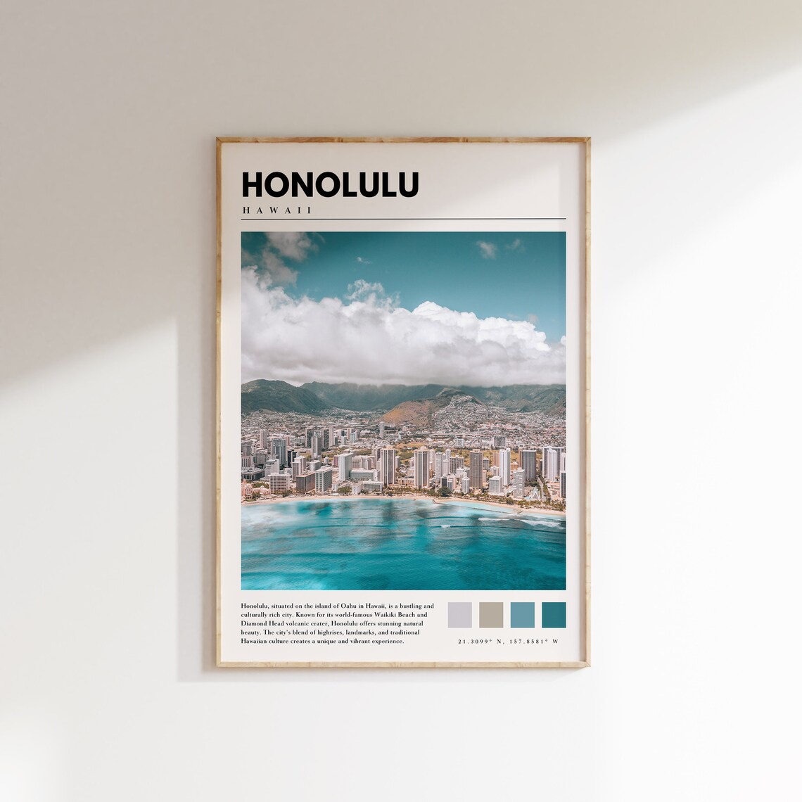 Honolulu Oahu Hawaii Travel Poster, Home Decor