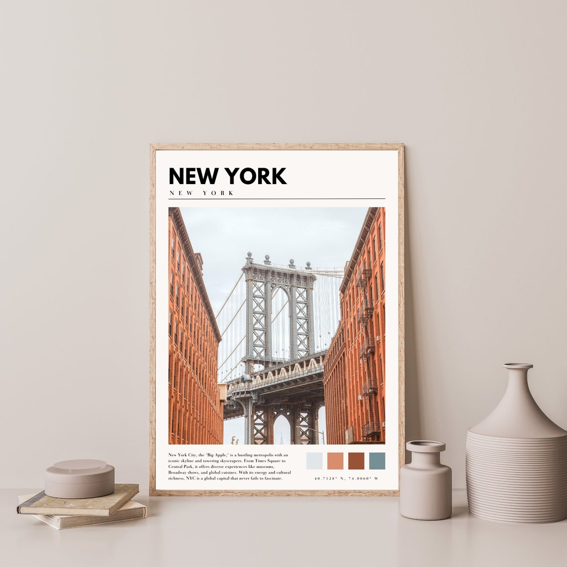 New York Manhattan Bridge Framed by Dumbo Brooklyn Streets Poster - Image 4