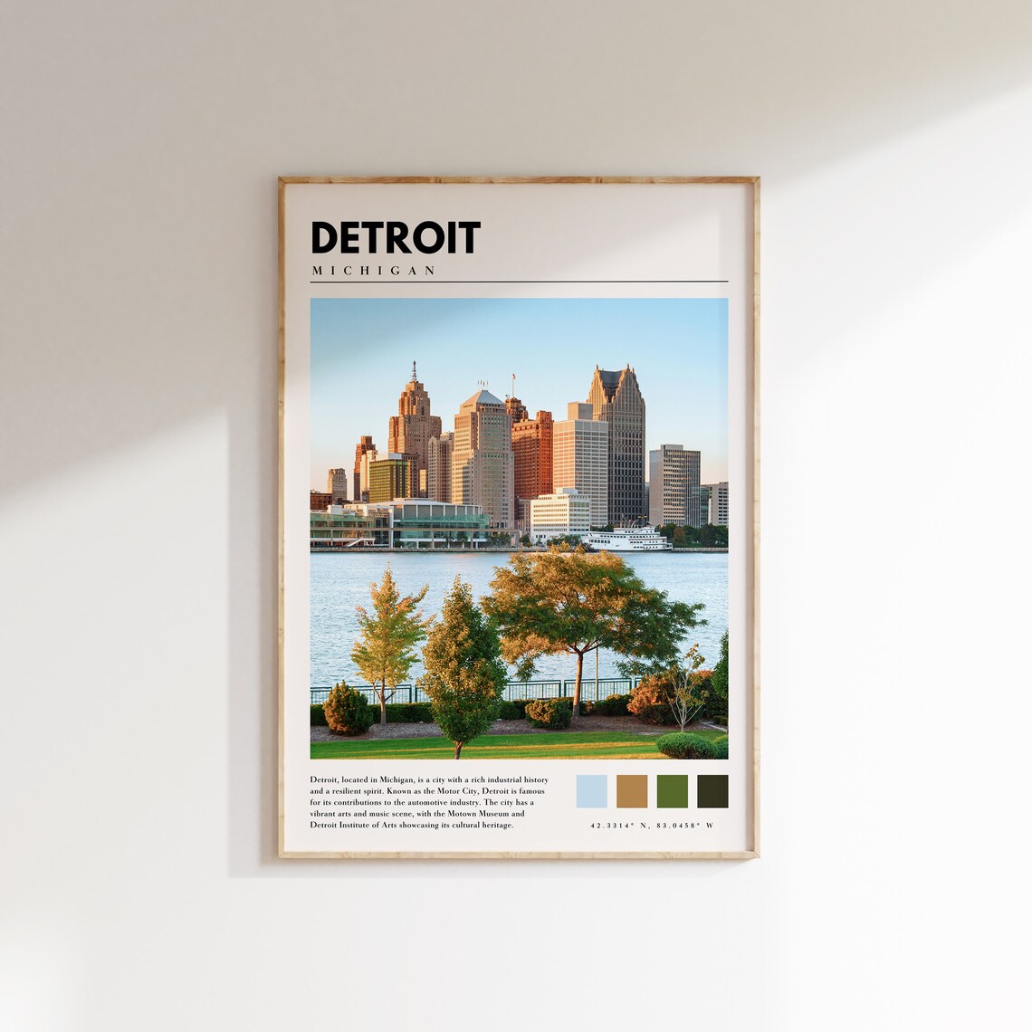 Detroit, Michigan Poster Art Print, Home Wall Decor