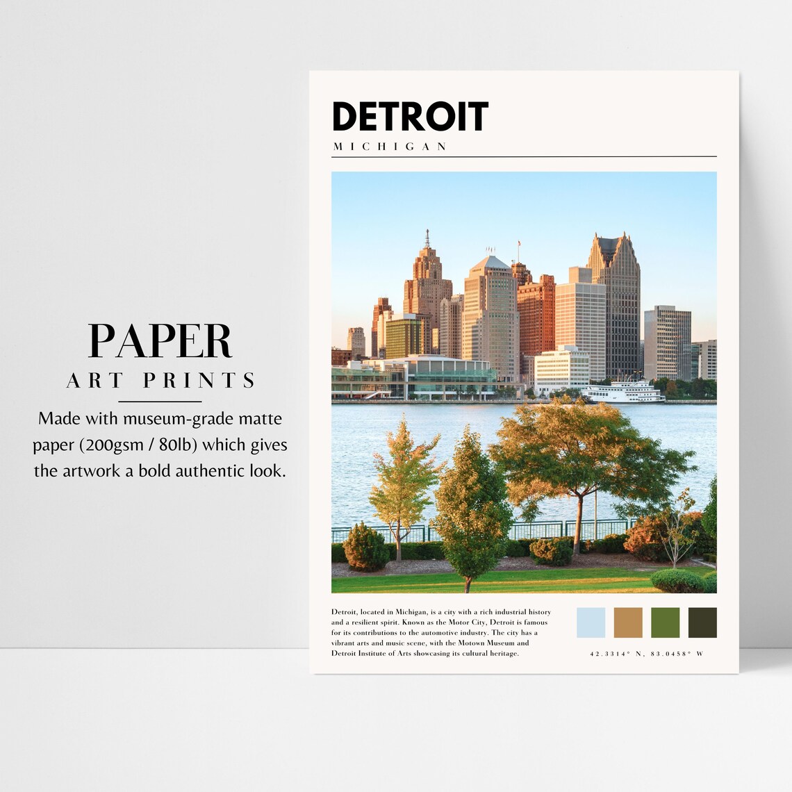 Detroit, Michigan Poster Art Print, Home Wall Decor - Image 3
