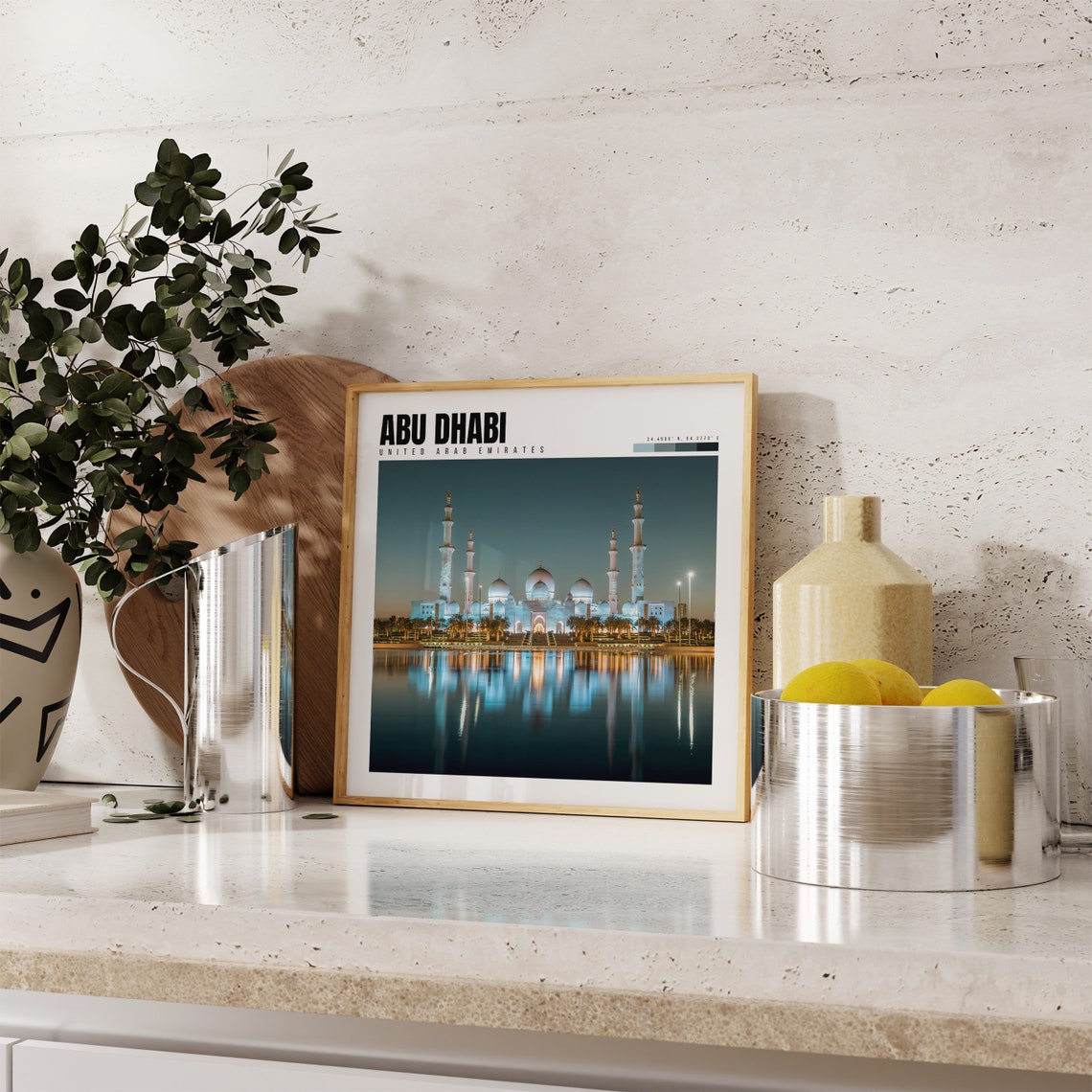Abu Dhabi UAE Sheikh Zayed Grand Mosque Night Reflection Poster - Image 4