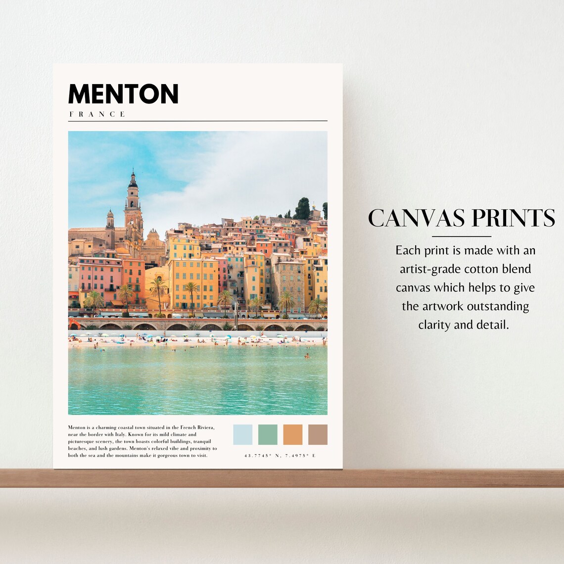 Menton France French Riviera Colorful Old Town Coast Travel Poster - Image 2