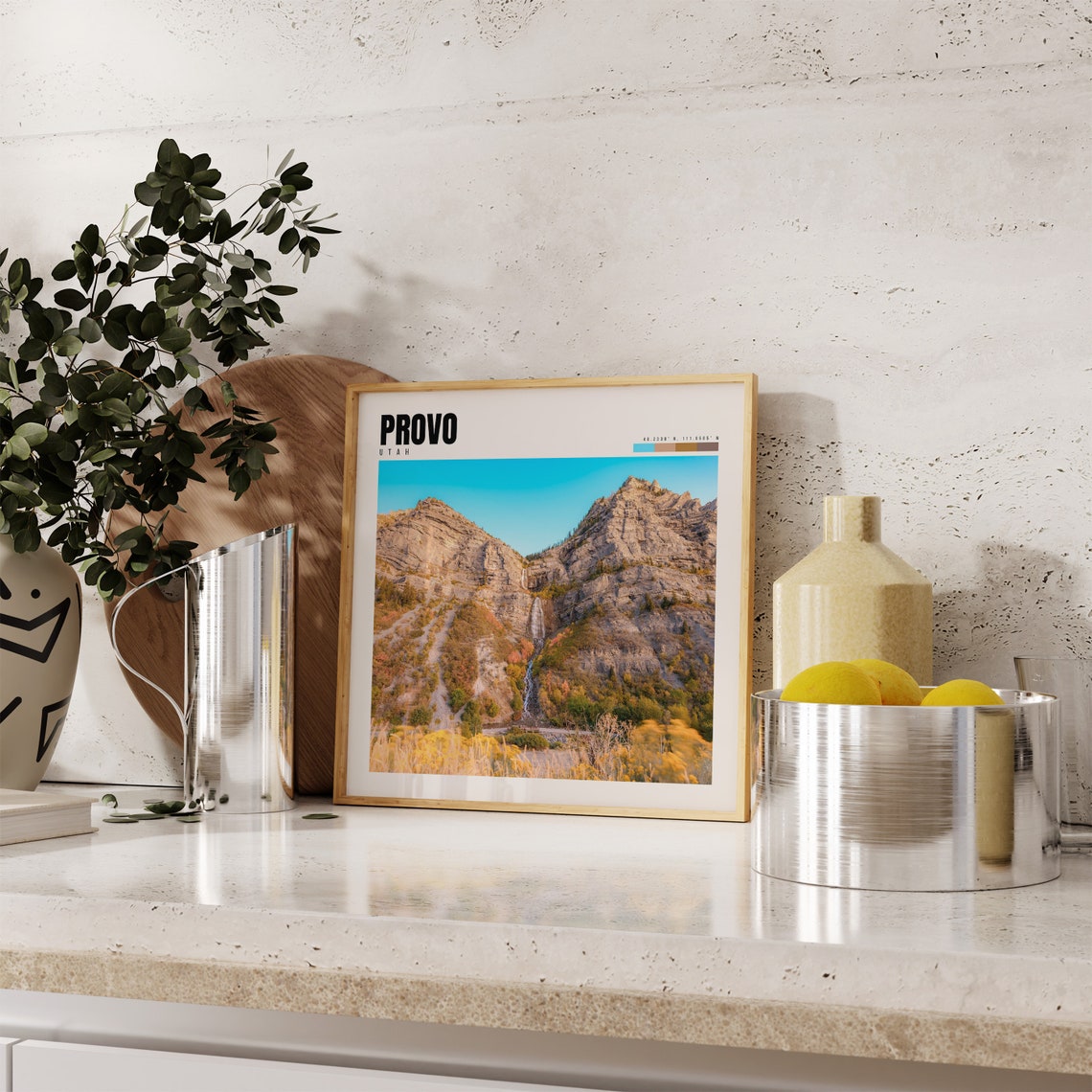 Provo Utah Autumn Canyon Waterfall Golden Foliage Travel Poster - Image 4