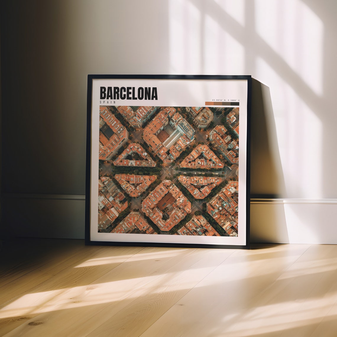 Barcelona Spain Eixample Aerial Rooftops Grid City View Travel Poster - Image 3