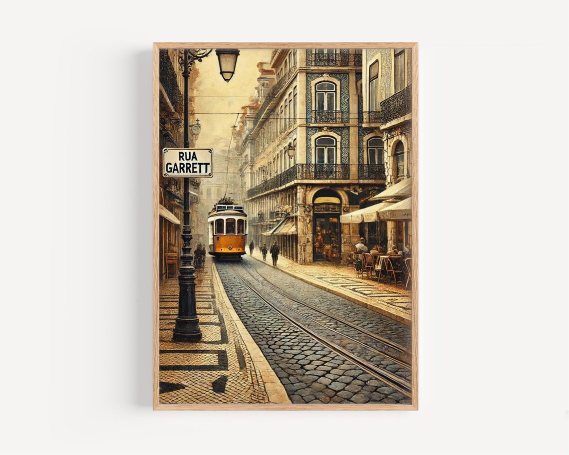 Lisbon Street Sign Vintage Rua Garrett Chiado