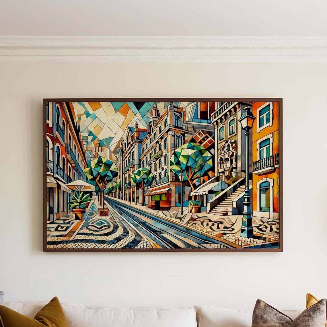 Avenida da Liberdade Lisbon Mosaic Cubist Street Art Style Poster