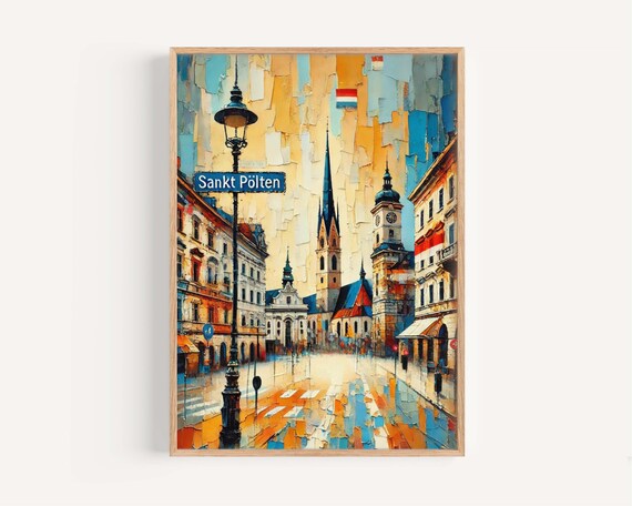 Sankt Pölten Austria Abstract City Street Cathedral Art Poster