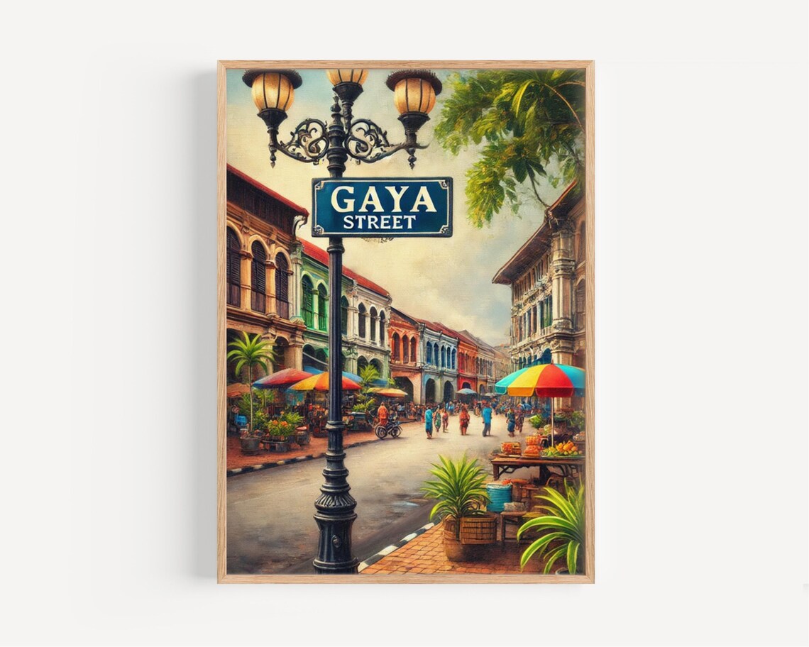 Gaya Street Kota Kinabalu Malaysia Street Market Travel Poster