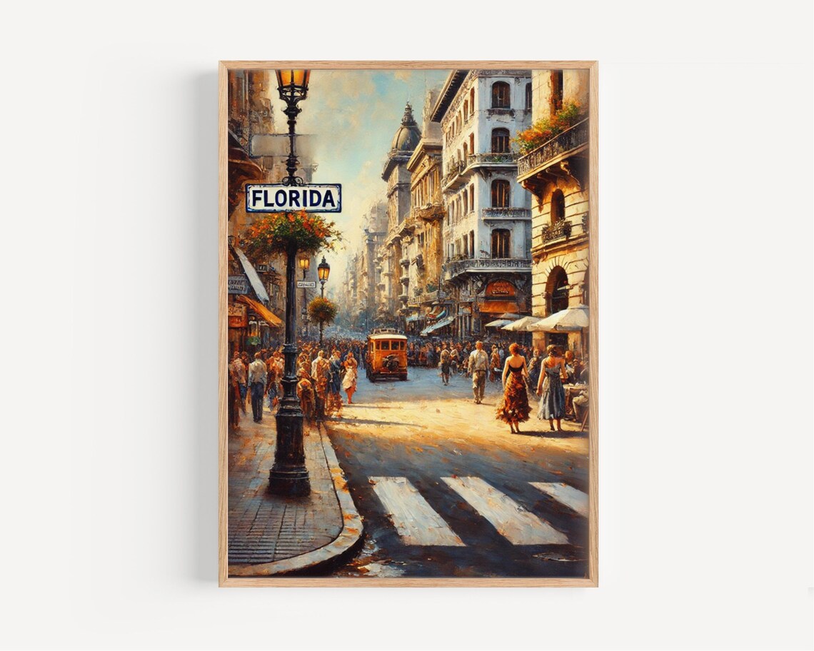 Buenos Aires Street Scene Travel Poster, Urban Art