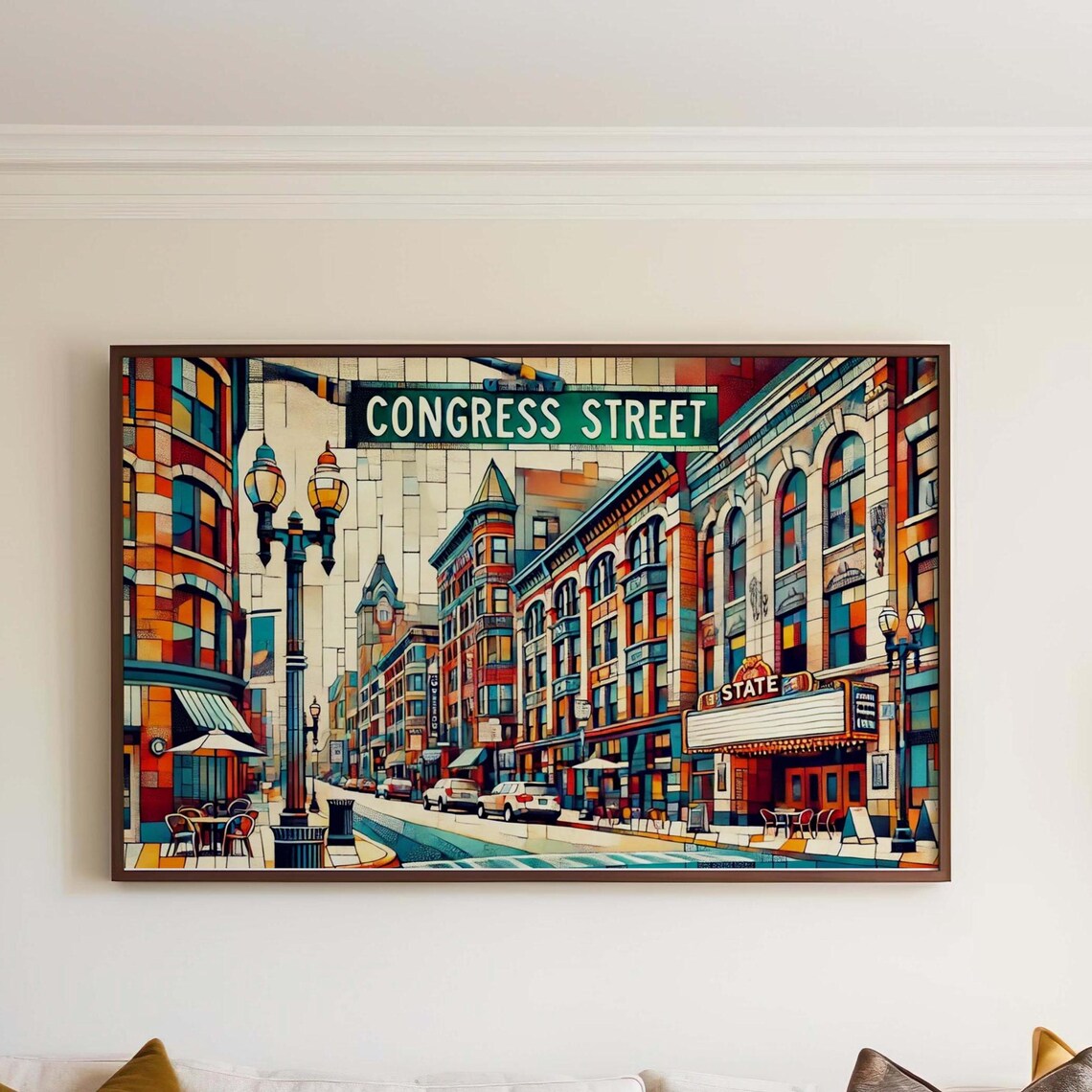 Congress Street Portland Maine Travel Poster