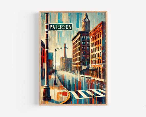 New Jersey Paterson Wall Art Print Travel Poster Souvenir Housewarming Gift