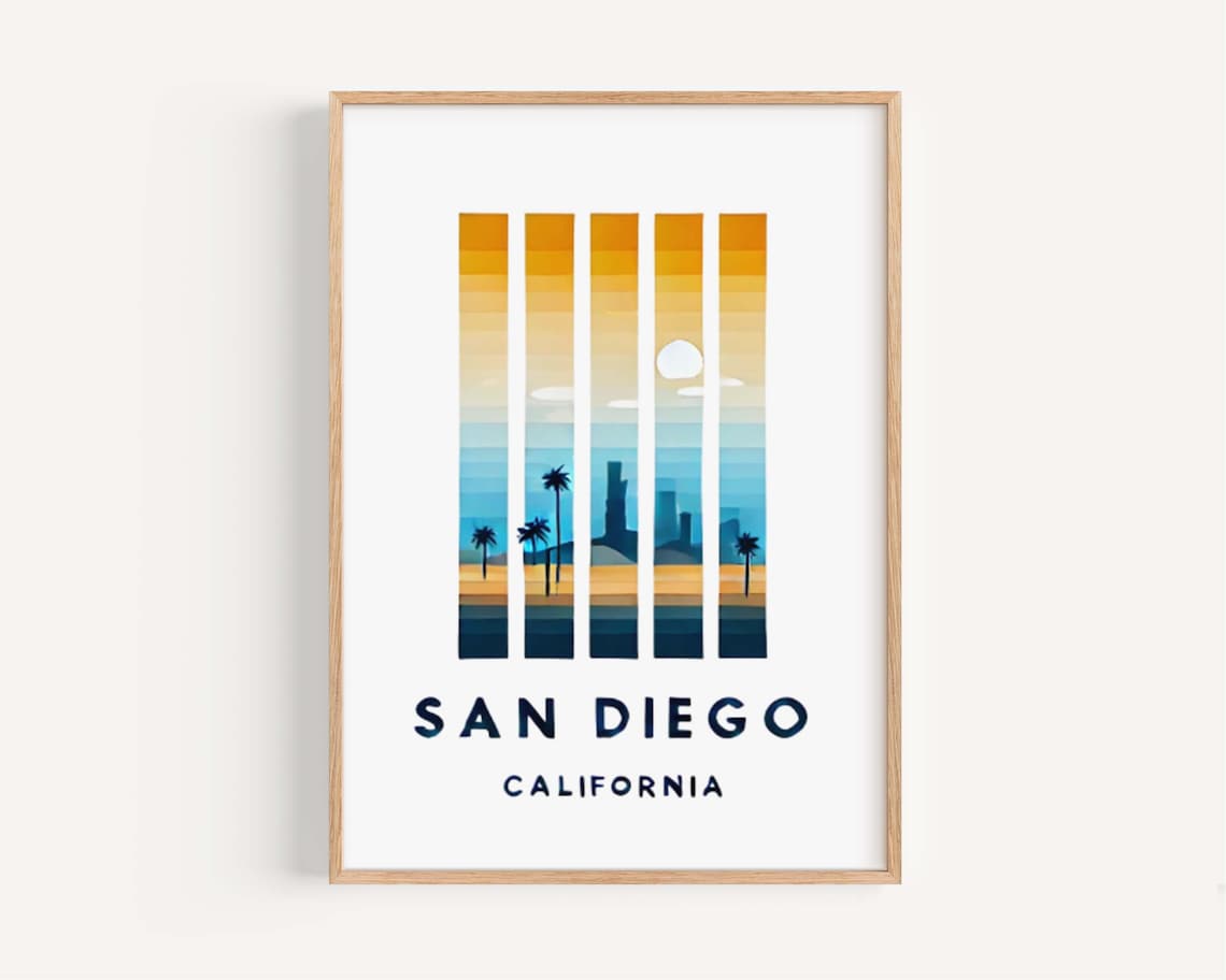 San Diego Travel Poster, Coastal Cali Wall Decor