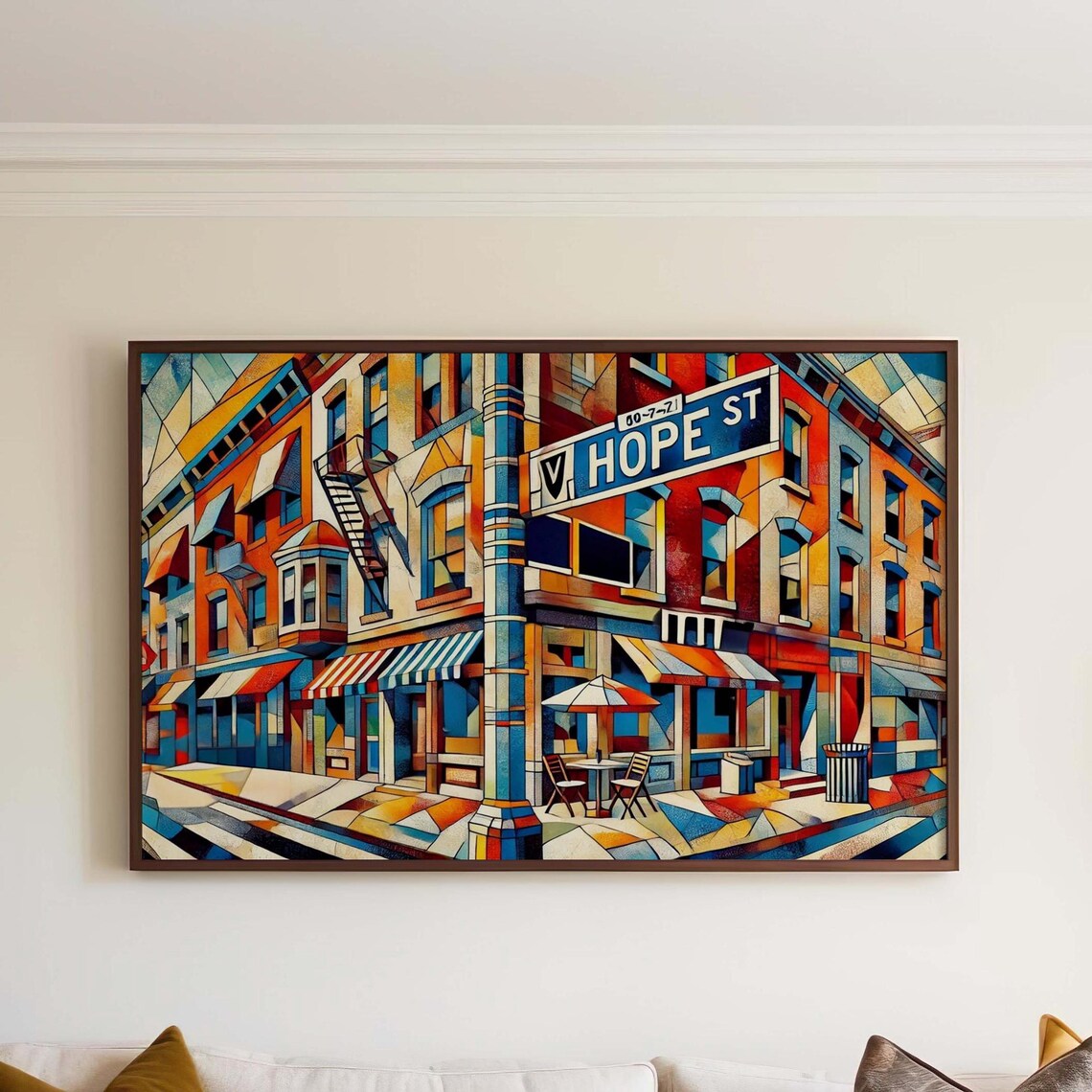Hope Street Colorful Poster Geometric City Buildings Corner View