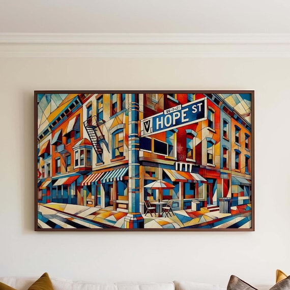 Hope Street Colorful Poster Geometric City Buildings Corner View
