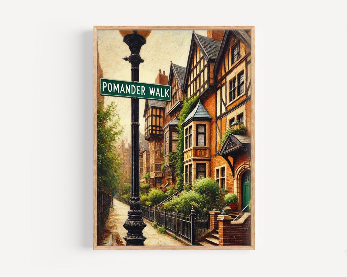 Pomander Walk New York City Tudor Townhouse Street Vintage Poster