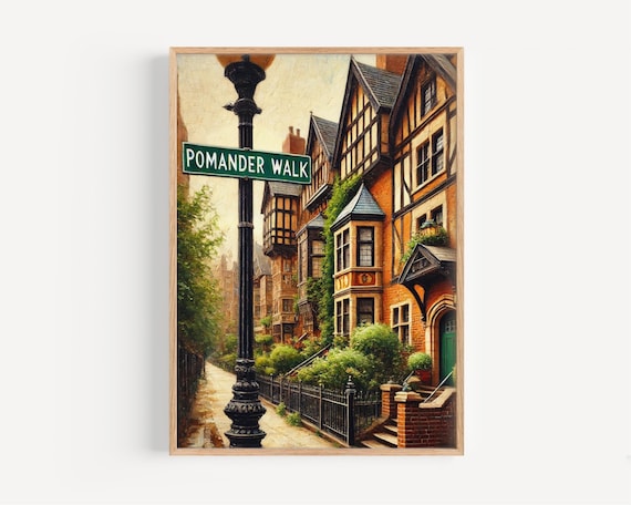 Pomander Walk New York City Tudor Townhouse Street Vintage Poster