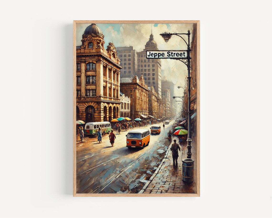 Jeppe Street Johannesburg Historic Buildings Minibus Street Scene Poster