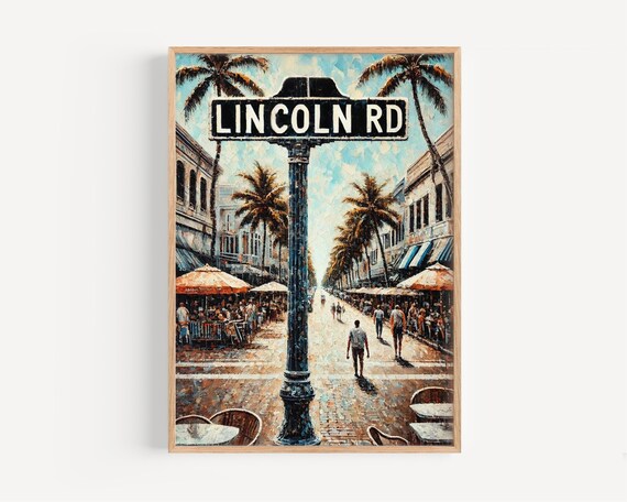Lincoln Road Miami Florida Palm Boulevard Cafe Street Scene Wall Print