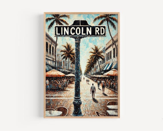 Lincoln Road Print Miami Travel Poster Florida Art