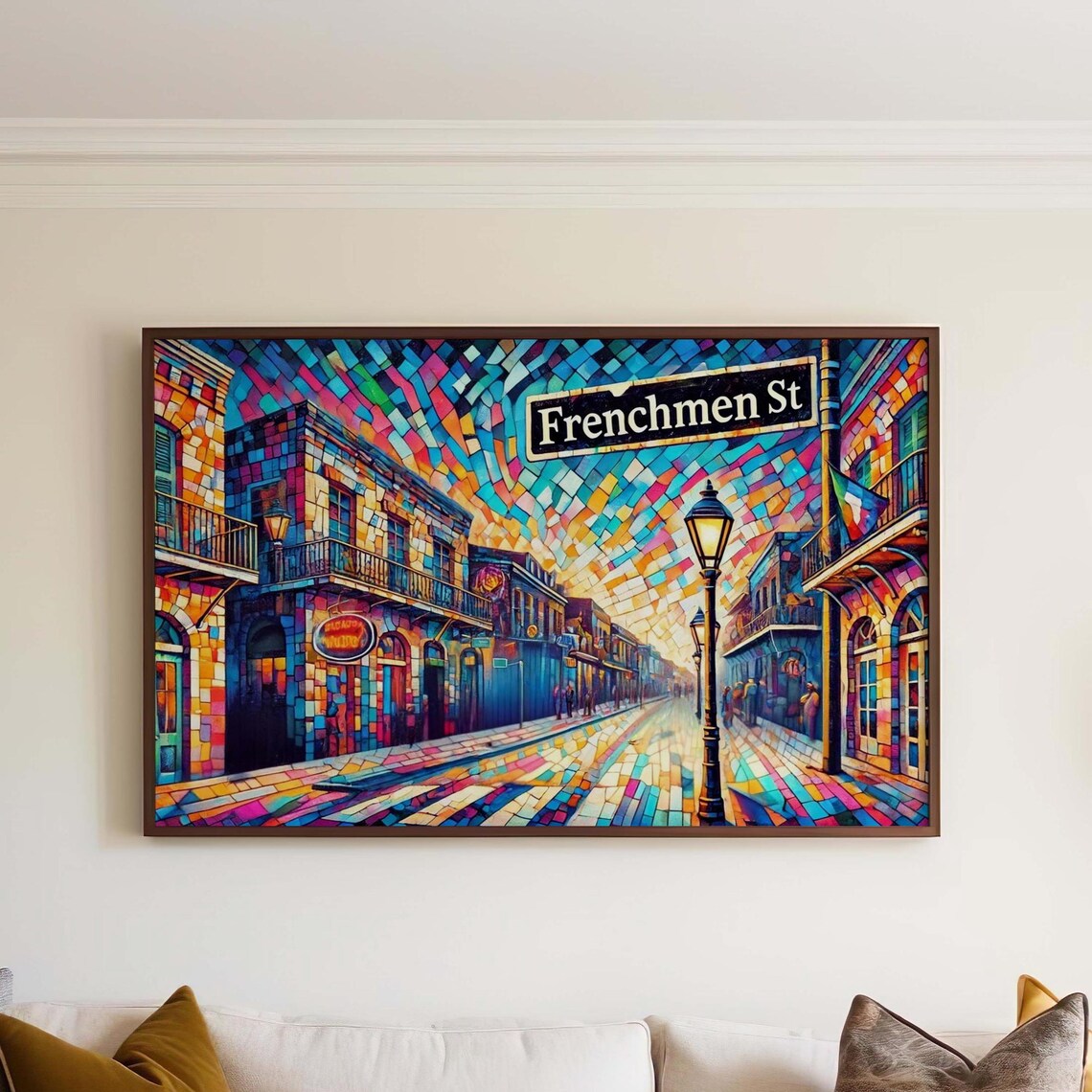 Frenchmen Street New Orleans Mosaic Stained Glass Music Poster