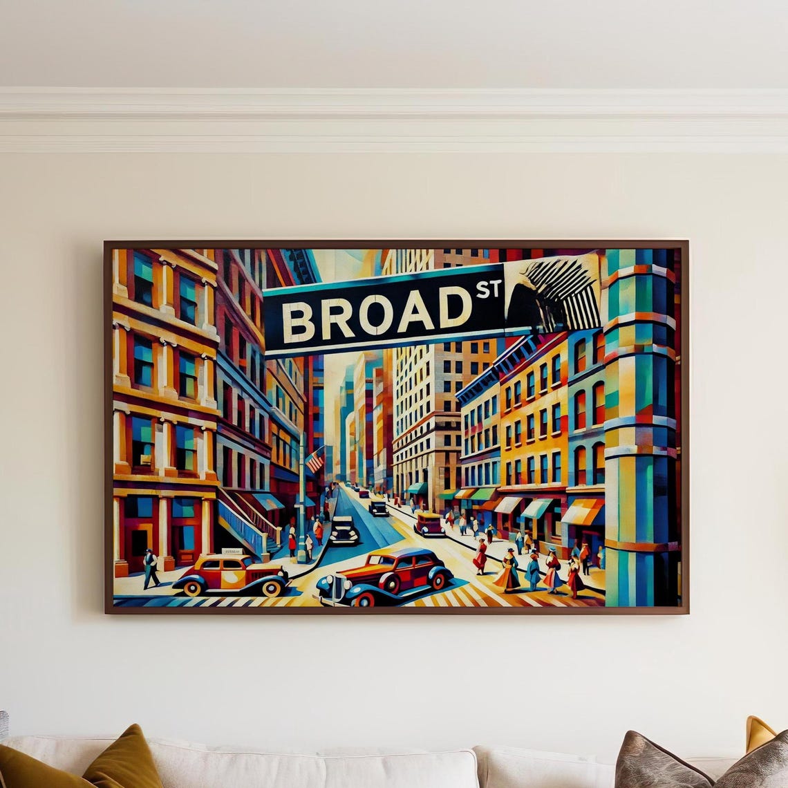 Broad Street Manhattan Cubist Vintage Financial District Poster