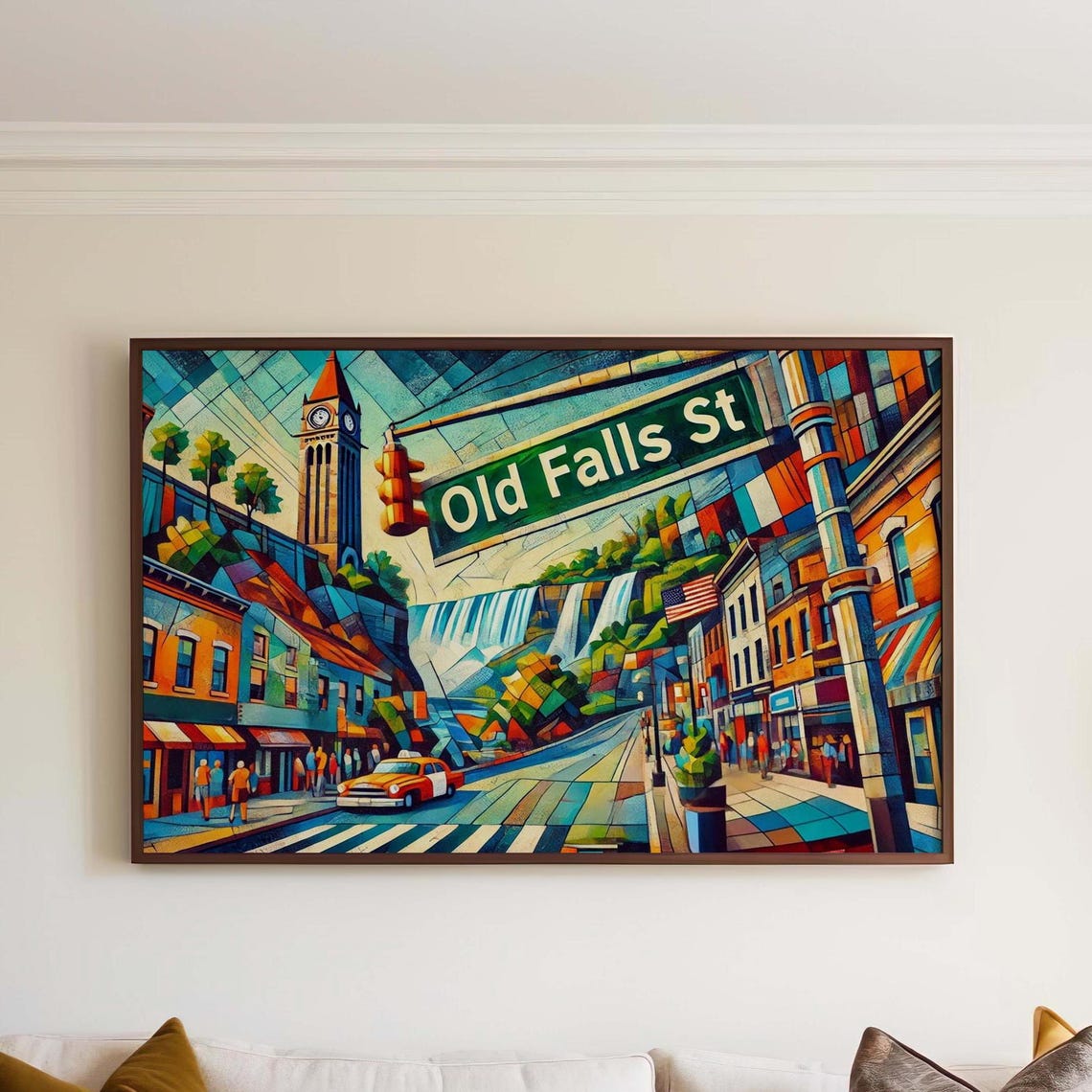 Niagara Falls Old Falls Street Mosaic Stained Glass City Poster