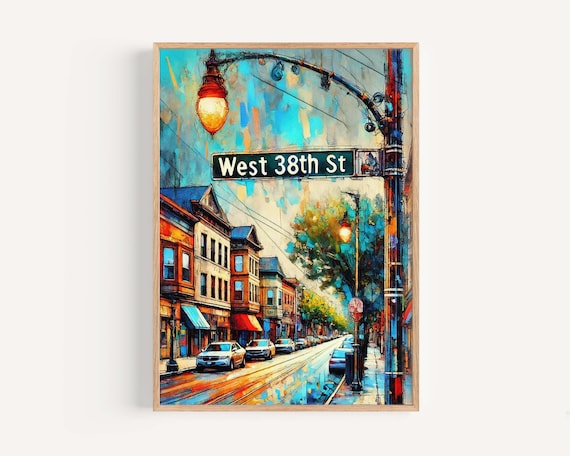 West 38th Street Erie Pennsylvania City Street Scene Art Poster